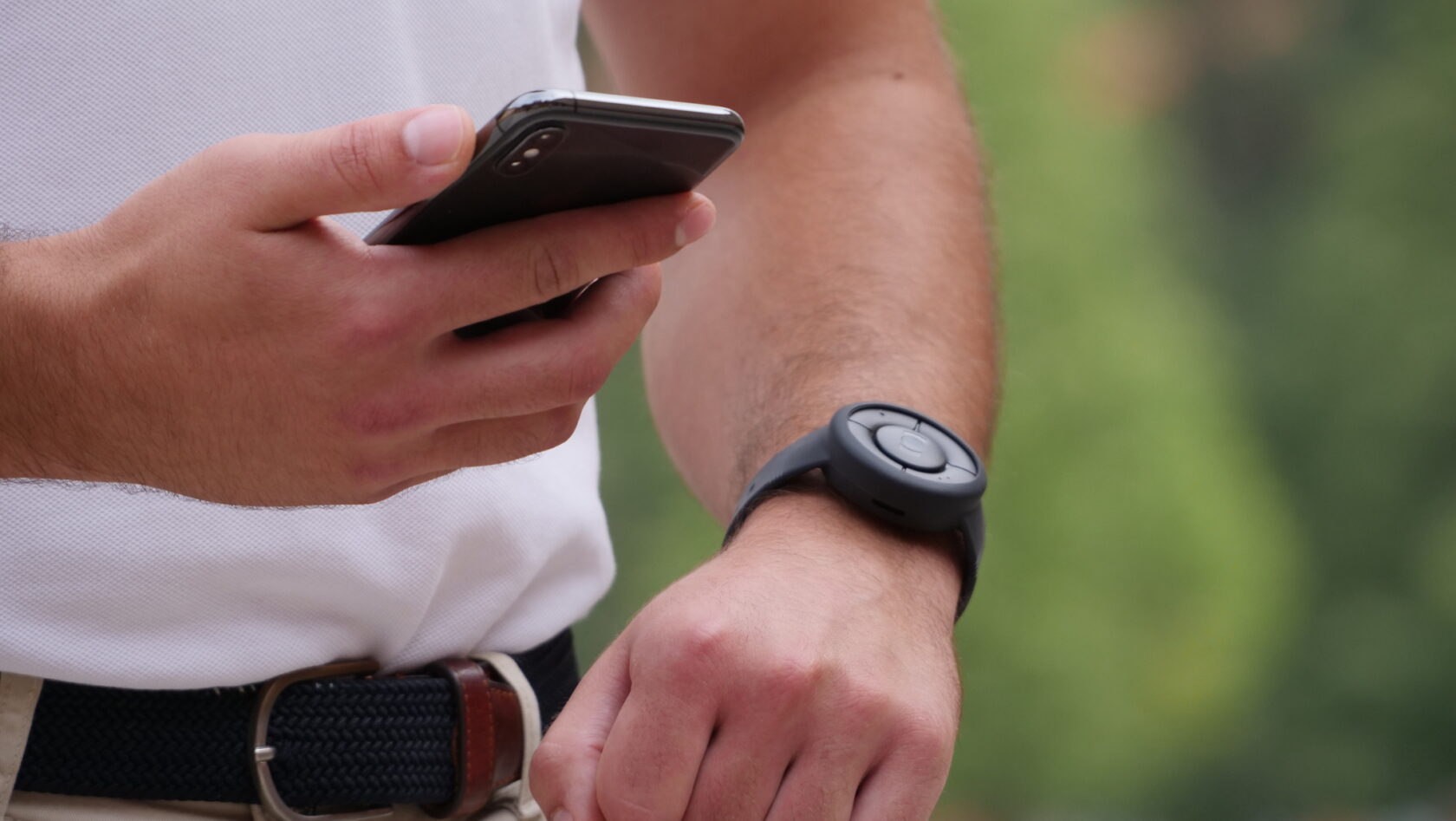 MiniFinder Nano on a mans arm