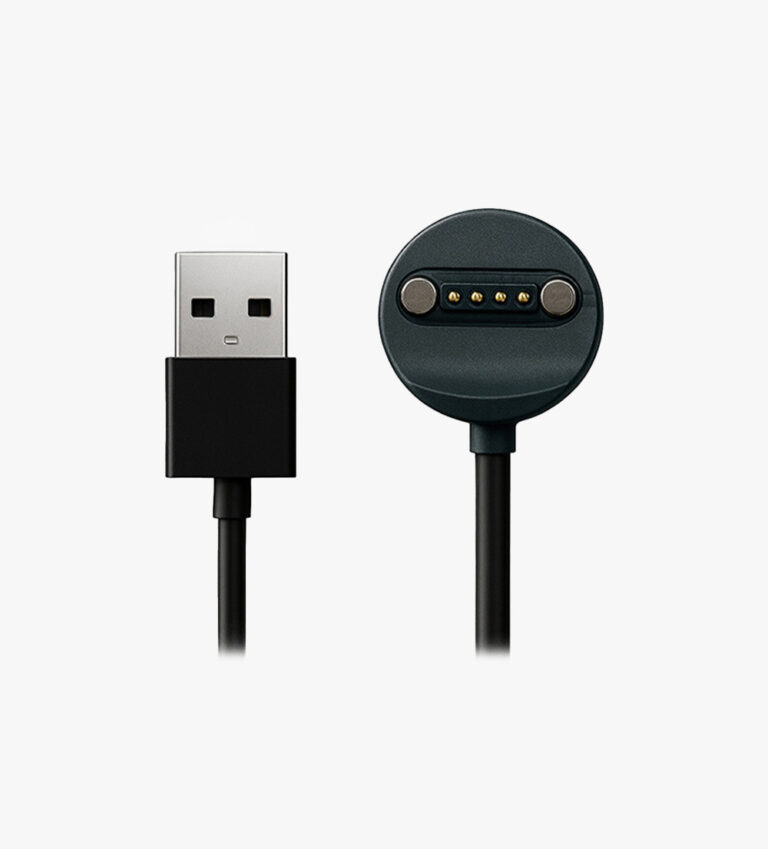 Charging cable for MiniFinder Atto Pro with magnetic connector and USB plug on white background.