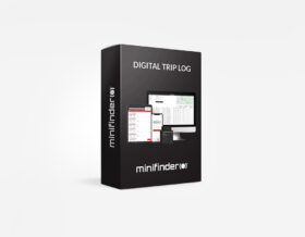 MiniFinder Driving Log displayed in the app with detailed trip data, routes, and driving summaries.