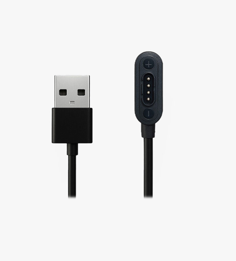 MiniFinder Nano magnetic USB charging cable with connector and USB plug shown on white background.