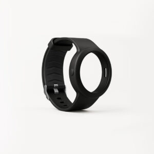 MiniFinder Nano soft silicone wristband shown on white background, designed for secure and comfortable everyday wear.