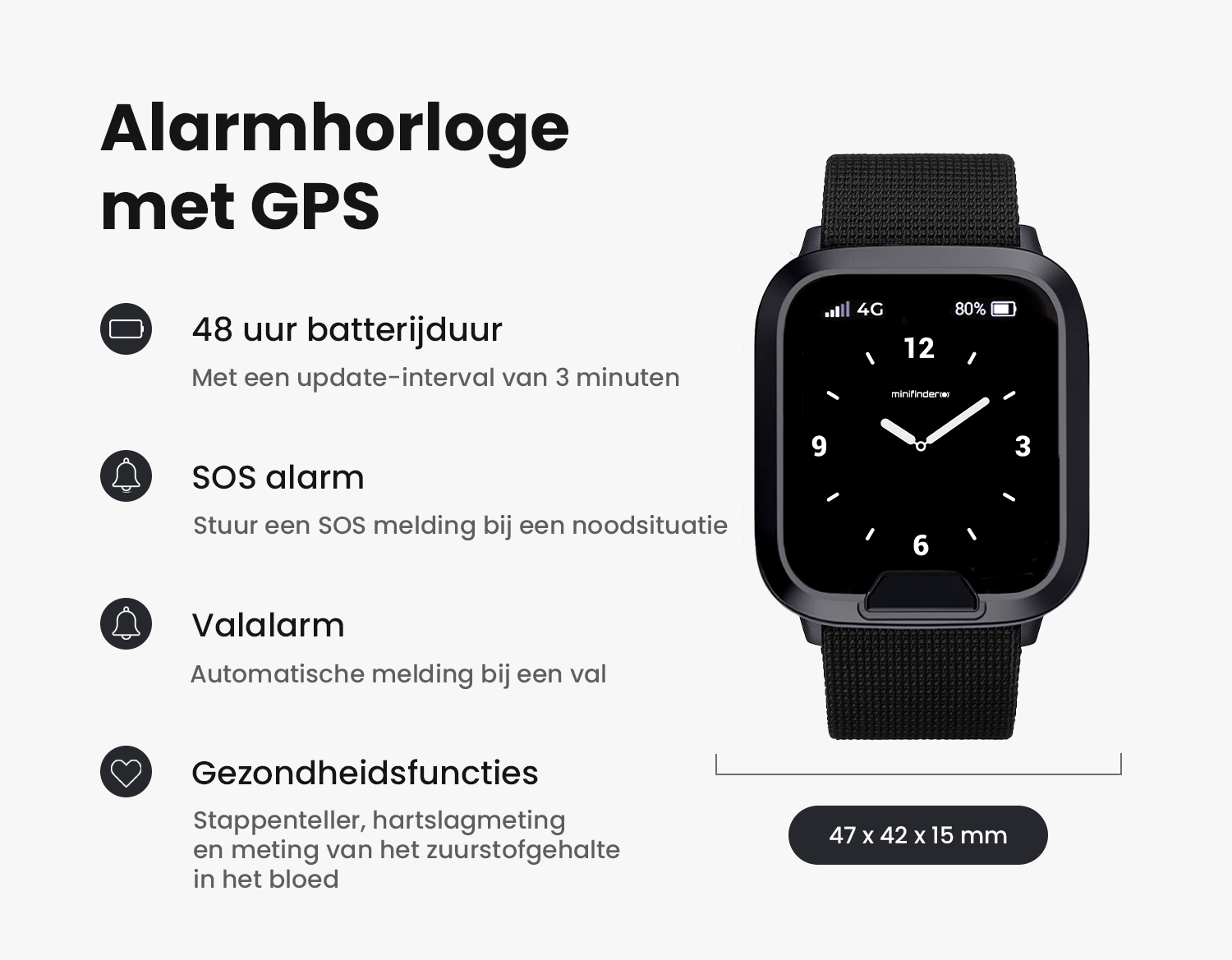 Specificaties van het veiligheids­horloge