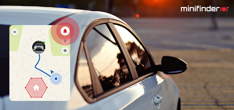 En bil som symboliserar skydd mot bilstöld med hjälp av GPS-tracker.