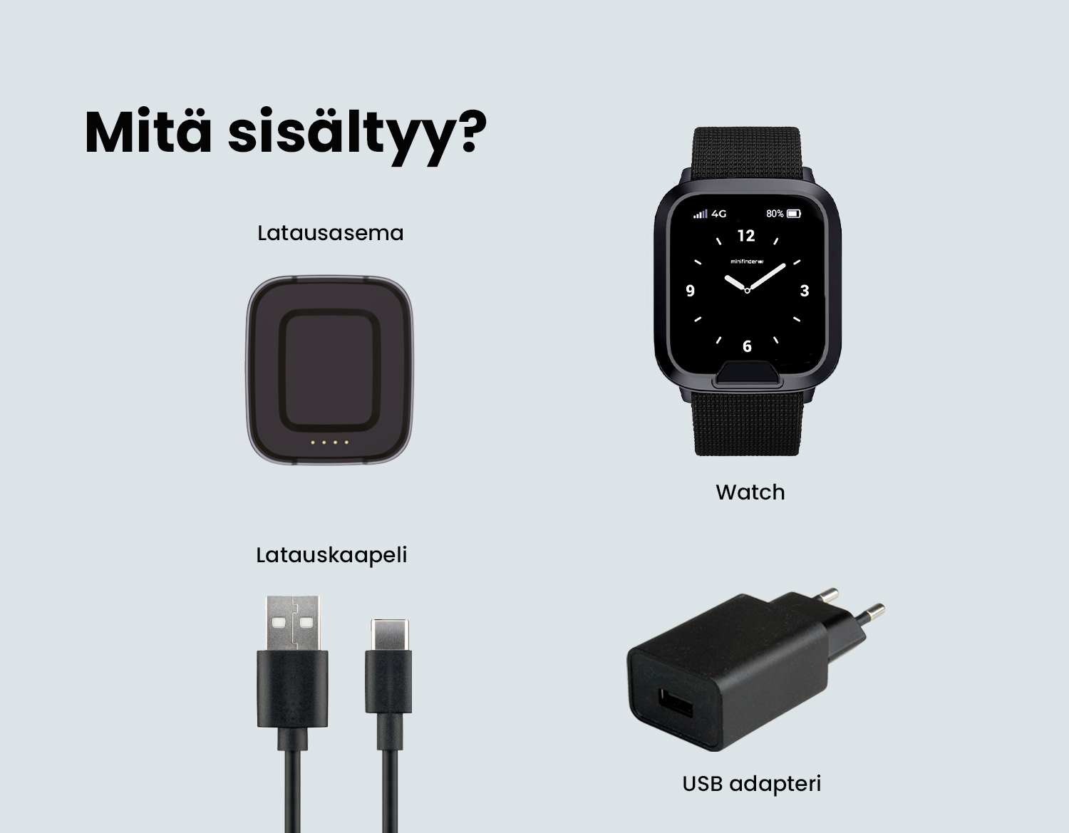 Latausasema, kello ja latauskaapeli