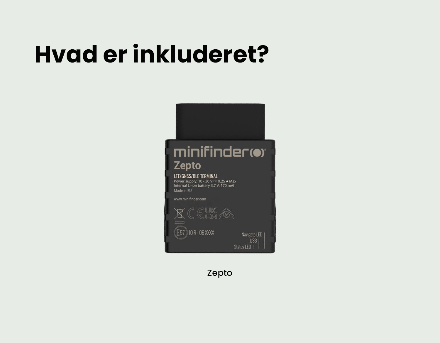 Pakkens indhold Zepto GPS tracker og app