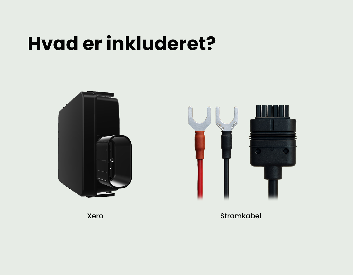 Pakkens indhold Xero GPS tracker og strømkabel