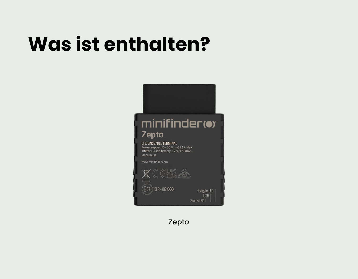 Lieferumfang Zepto GPS Tracker und App
