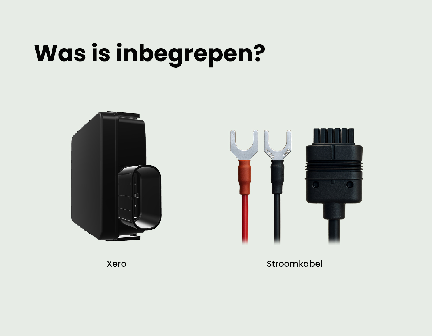 Pakketinhoud Xero GPS tracker en stroomkabel