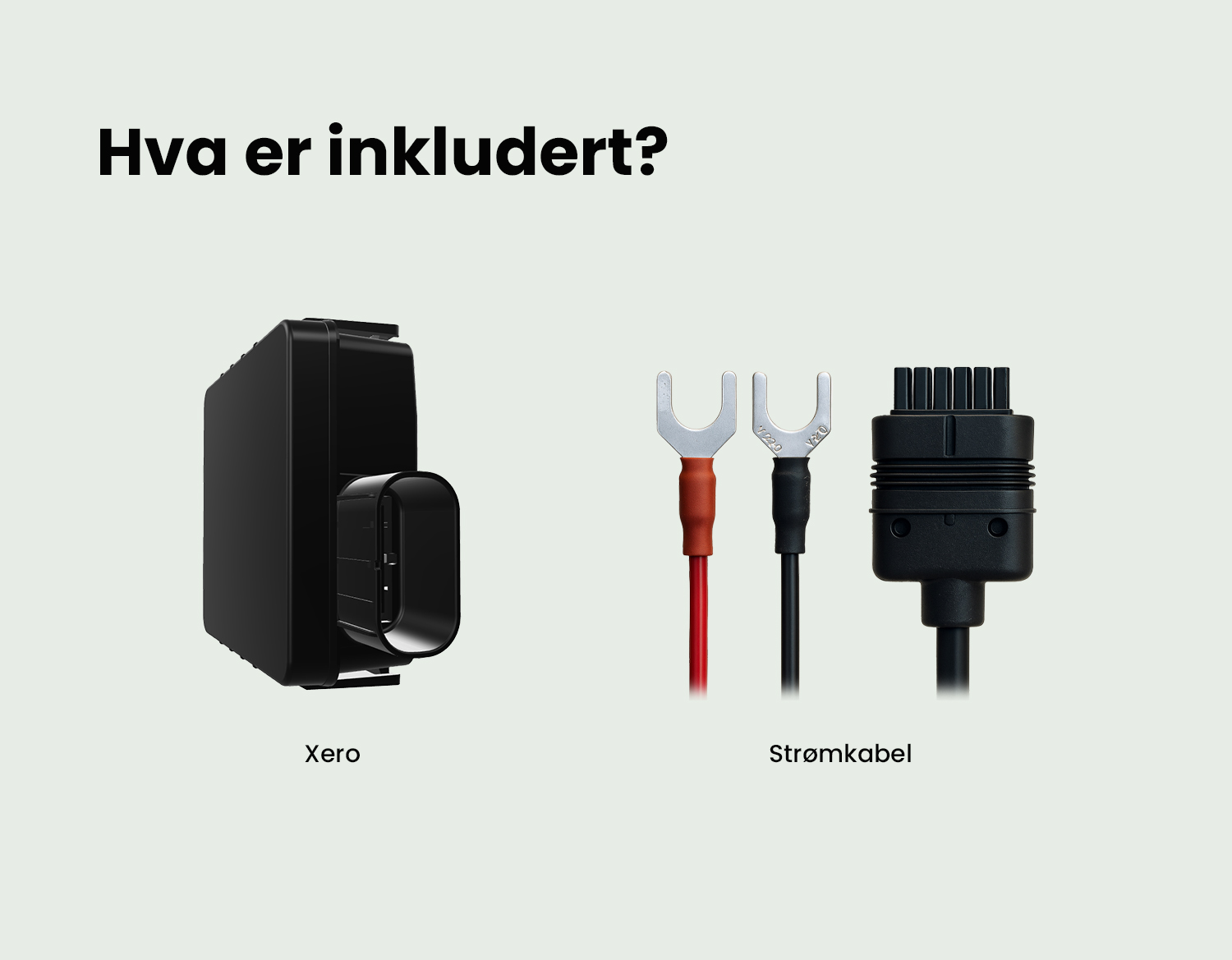 Pakkens innhold Xero GPS tracker og strømkabel
