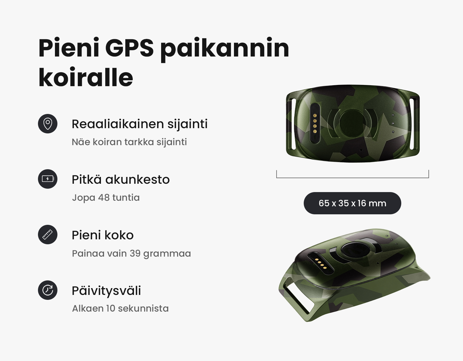 Kuva Vexo laitteesta ja sen toiminnoista