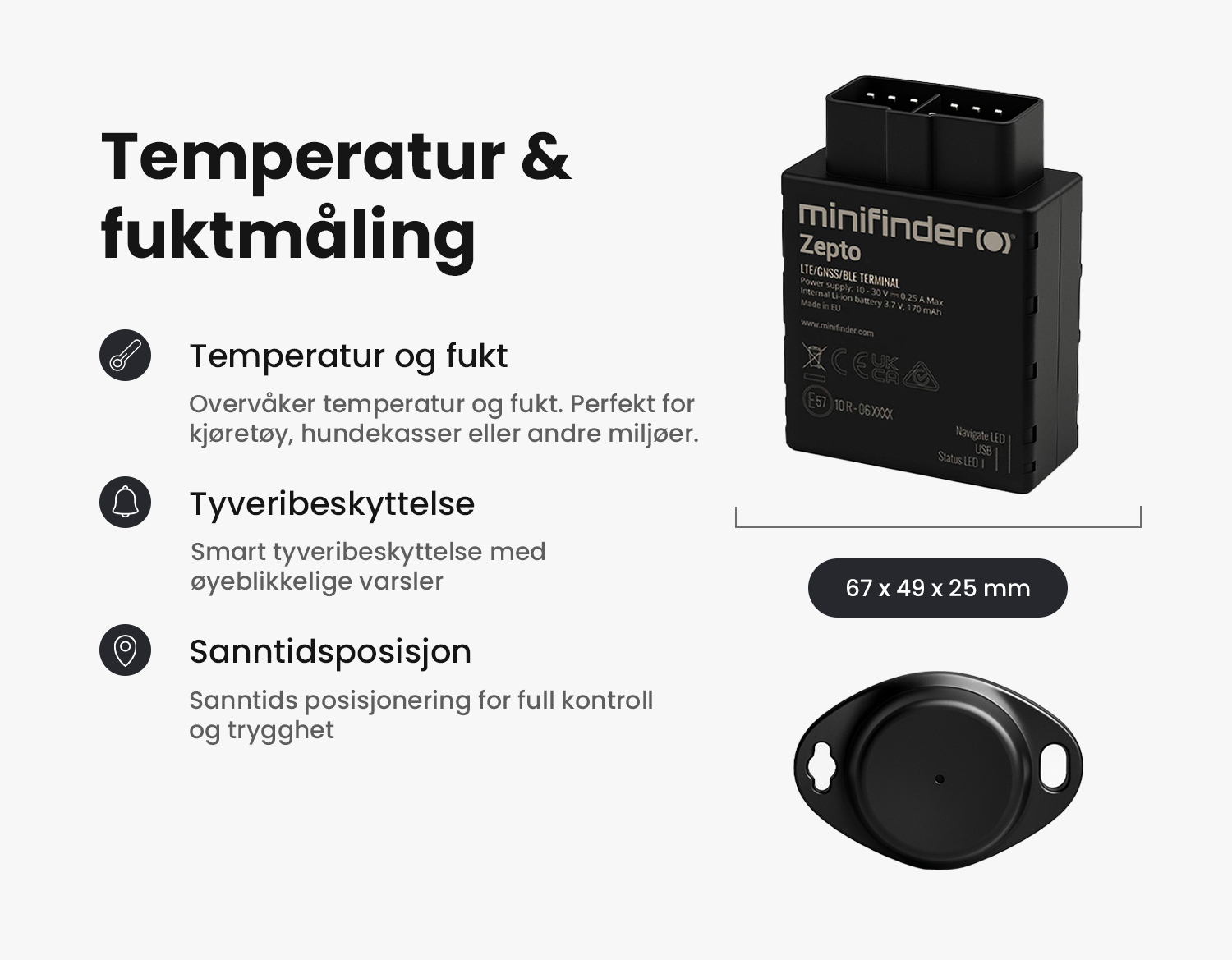 Bilde av MiniFinder Zenso med funksjoner og spesifikasjoner