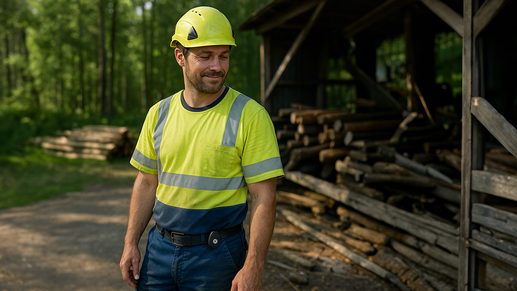 Alleinarbeiter mit MiniFinder Pico Sicherheitsalarm für mehr Schutz.