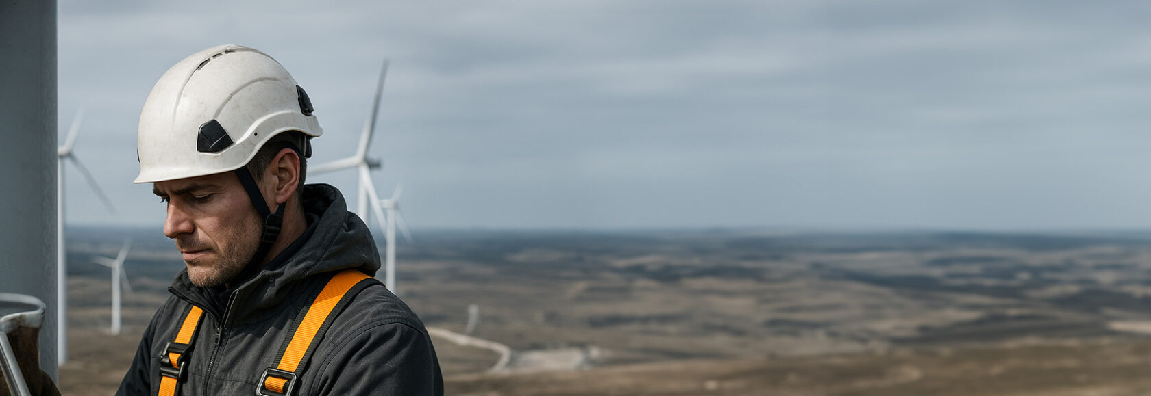 Person som arbetar på hög höjd med personlarm för ökad säkerhet och snabb hjälp vid olycka
