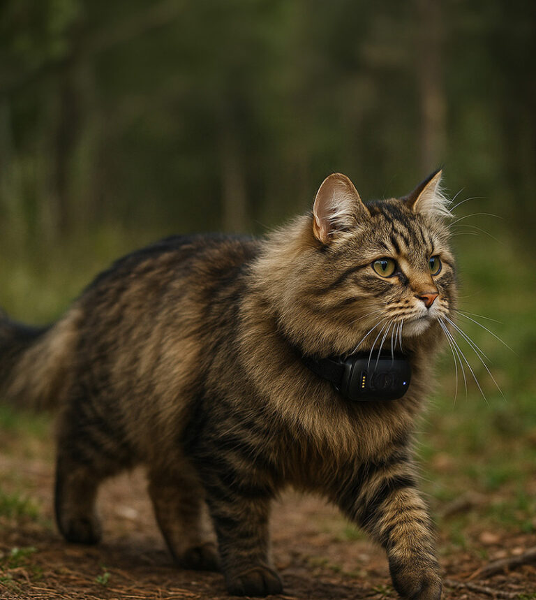 MiniFinder Atto för katt med GPS och trygghetsfunktioner som hjälper dig hålla koll på din katts rörelser