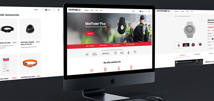 Computers displaying MiniFinder’s new webshop