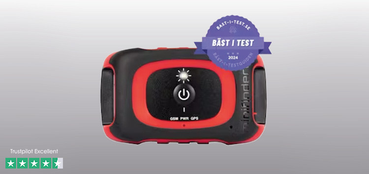 MiniFinder Rex with a "Best in Test" sticker in front of, places in the top right corner.