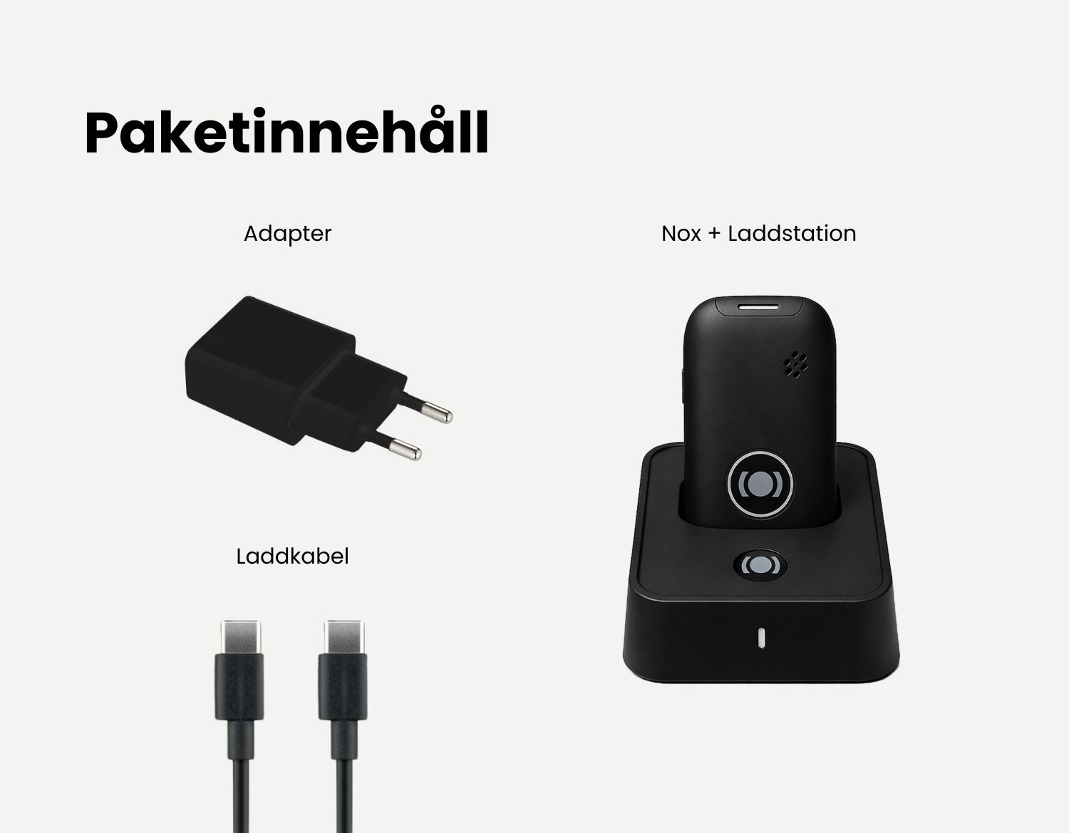 Bild på Nox med paketinnehåll