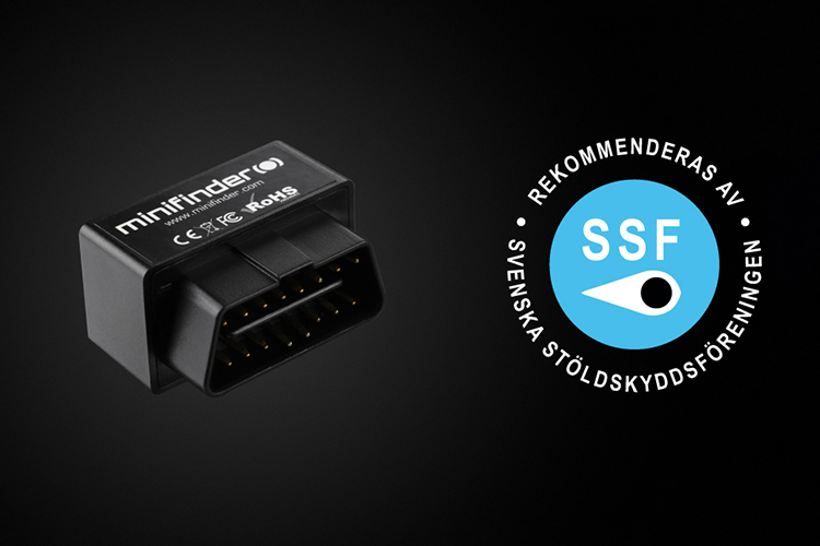 Image showing that the MiniFinder Zepto GPS tracker is approved by SSF Swedish Theft Protection Association