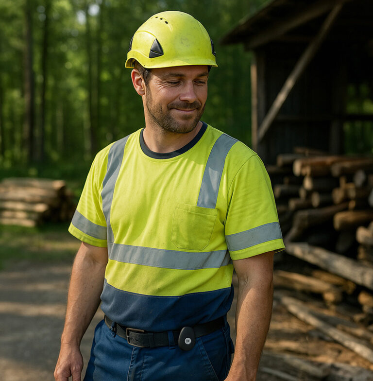 Fältarbetare som arbetar ensam med personlarm för ökad säkerhet
