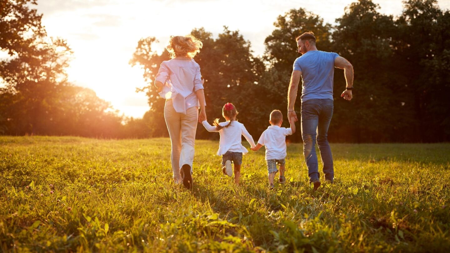 Family with a child using a GPS smartwatch for added safety