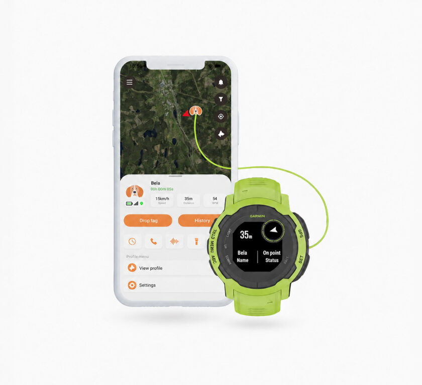 Garmin hundenhet via Garmin klocka till MiniFinder Hunter App