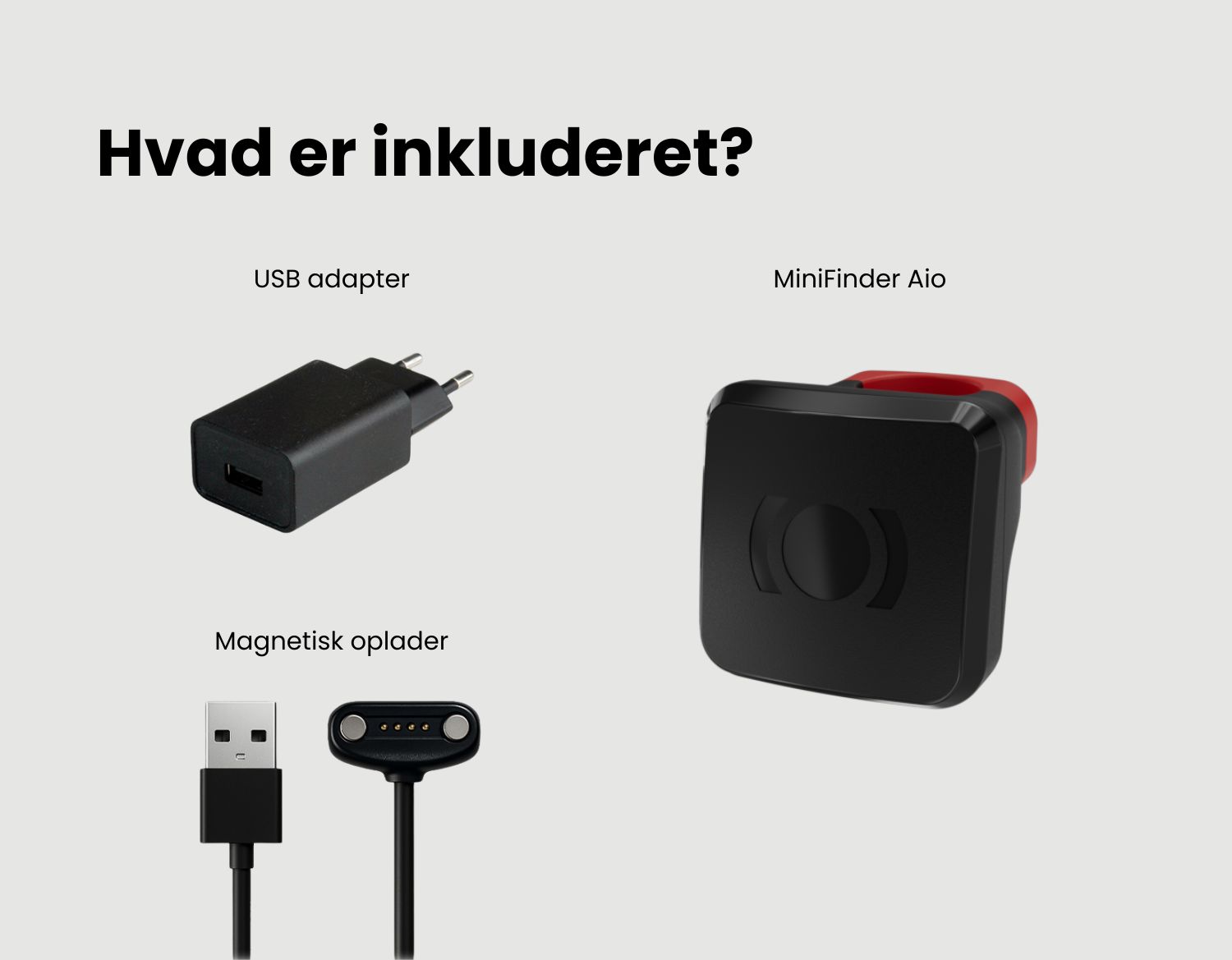 Aio cykeltracker og de dele, der følger med i pakken.